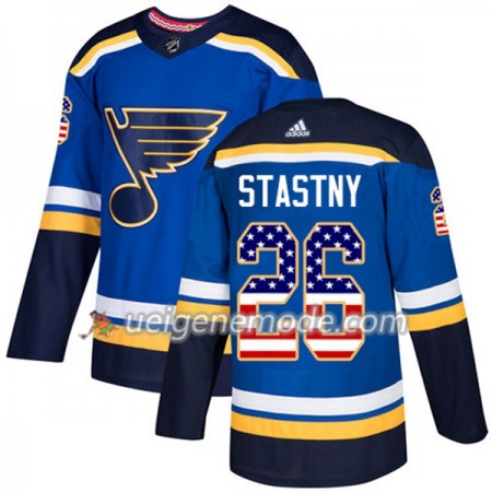 Herren Eishockey St. Louis Blues Trikot Paul Stastny 26 Adidas 2017-2018 Blue USA Flag Fashion Authentic